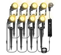 Kit de projecteurs d'extérieur, 8 x 3W, 2400 lumens, indice de protection IP65, avec prise et pique de sol