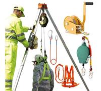 Kit de Protection antichute, trépied de Secours avec Dispositif de sécurité autobloquant, Levage en Alliage d'aluminium pour espaces confinés - Pieds réglables, Harnais d