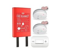 Kit de protection FF0404 - 2x détecteur de fumée Détecteur de CO Couverture anti-feu