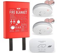 Kit de protection incendie : 2 détecteurs de fumée, 1 détecteur de monoxyde de carbone, 1 couverture anti-feu de 1,2 x 1,2 mètres