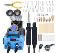Kit de pyrogravure pour bois, comprenant une station avec 2 stylos et 30 embouts
