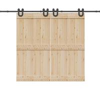 Kit de quincaillerie de porte coulissante 366 cm acier noir