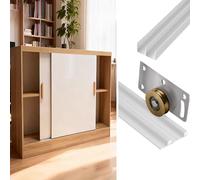 Kit de quincaillerie de porte coulissante Bypass for portes de placard, rail et rouleaux de portes escamotables en aluminium blanc, quincaillerie de porte de grange à double rail for armoires(36in)