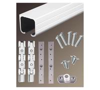 Kit De Quincaillerie For Porte Coulissante Argentée Avec Poulie, Rail De Porte De Garage En Bois Et Alliage D'aluminium(7ft/2.1m)