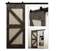 Kit de quincaillerie for porte grange coulissante, système rail 122 cm à 610, industriel en T, support roulettes for simple bois 4 13 pieds Doux et silencieux(152cm 5FT rail kit)