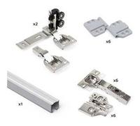 Kit de quincaillerie pour 2 portes coulissantes pliantes et armoire à fermeture souple Twofold Anodisé mat G