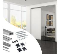 Kit pour armoire à 2 portes coulissantes à fermeture amortie Placard 74 - panneau 19 mm - anodisé mat EMUCA