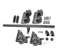 Kit de quincaillerie pour échelle coulissante de bibliothèque - Rail/Rail métallique Noir réglable de 1 m à 7,3 m avec roulettes de Sol et tasseaux pour échelles roulantes - Construction en