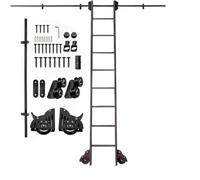 Kit de quincaillerie pour échelle de bibliothèque - Rails mobiles en acier | Kit de matériel d'échelle mobile - Rails en acier durable avec roulettes lisses pour un accès et un rangement faciles