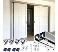 Kit de quincaillerie pour porte coulissante à double rail - Montage mural/plafond, rails de dérivation pour portes simples/doubles, installation facile et design élégant, parfait pour une utilisation