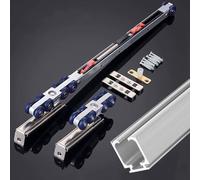 Kit de quincaillerie pour Porte coulissante à Fermeture amortie - Rail et roulettes pour Porte escamotable à Montage supérieur pour Portes de Grange de 124 cm à 213 cm, Finition argentée, id