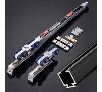 Kit de quincaillerie pour Porte coulissante à Fermeture amortie - Rail et roulettes pour Porte escamotable à Montage supérieur pour Portes de Grange de 1,2 à 2,1 m, Noir, 234 cm (92 po) - Id