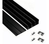 Kit de Quincaillerie pour Porte Coulissante à Triple Rail en Aluminium Robuste, Système de Rail Invisible pour Separateur de Pieces Porte Partition Placard Armoire de 15 à 18 mm