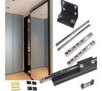 Kit de quincaillerie pour porte coulissante cachée avec système d'abaissement automatique, système de rails peu encombrant pour rénovation de maison moderne, fonctionnement fluide