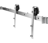 Kit de quincaillerie pour porte coulissante de grange de 6,6 pieds pour porte coulissante simple, couleur argent