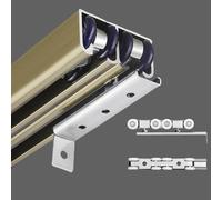 Kit de quincaillerie pour Porte coulissante Double Champagne, système de Porte de Placard à galandage pour Portes de 3/4" à 1", Complet avec Guide au Sol et roulettes, Montage en Haut, 79 po