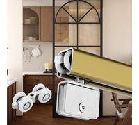 Kit de quincaillerie pour porte coulissante en verre imperméable - Rail et rouleau pour portes de douche sans cadre, finition champagne, 170 cm - Installation facile et durable