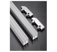 Kit de quincaillerie pour porte coulissante en verre - Rail en aluminium double canal en U de 5 mm d'épaisseur avec roulettes pour vitrine, placard, armoire