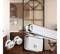 Kit de quincaillerie pour porte coulissante, étanche - Rail coulissant silencieux et rouleau pour portes de douche sans cadre, 220 cm - Facile à installer, finition argentée durable