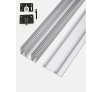 Kit de quincaillerie pour porte coulissante, rails en aluminium à 3 voies avec poulie, pour réparation de guide de porte en verre de terrasse