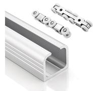 Kit de quincaillerie pour Porte coulissante - Rails et roulettes Blancs de 126 po pour Montage au Plafond/latéral - Installation Facile, Durable, Design Moderne pour la décoration et la réno