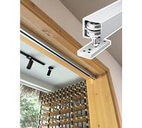 Kit de quincaillerie pour porte de grange coulissante à 2 volets - Système de rails à 4 portes pour cabi et terrasse, comprend un guide de penderie pliable, 3750 mm / 148 in - Facile à installer et à