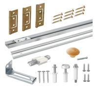 Kit de Quincaillerie pour Porte Pliante avec Rail Pivot Supérieur et Inférieur Ressort Axe de Pivot en Métal et Rail en Acier