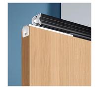 Kit de quincaillerie robuste pour porte coulissante de grange - Système en aluminium de 2 m à 2,4 m pour portes à dérivation et portes de poche - Longueur personnalisable (noir, 2,8 m
