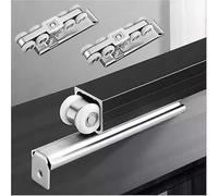 Kit De Quincaillerie Robuste Pour Porte Coulissante Grange 110 400 Cm Long | Rail Poche Pour Portes En Bois, Raccords Aluminium Durable(Black,Length-2.5m)