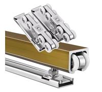 Kit de quincaillerie Robuste pour Porte coulissante - Rails et roulettes Bruns de 173,2 po pour Montage au Plafond ou sur Le côté - Glissement Fluide, Gain de Place, idéal pour la rénovation