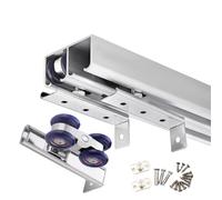 Kit de quincaillerie Robuste pour Porte de Grange à Double Rail - 147 cm (58 po) Argent, système de roulettes coulissantes à Fixation au Plafond pour Une Utilisation multidirectionnelle - Id