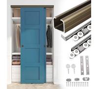 Kit de quincaillerie Robuste pour Porte de Placard coulissante, système de Rail supérieur de 60 à 180 cm avec Support à Huit roulettes pour armoires coulissantes, Fonctionnement Fluide et du