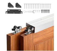 VEVOR Kit de Quincaillerie pour Porte Coulissante Parallèle, Système Coulissant pour Porte de Placard Double Rails 121,9 cm en Alliage d'Aluminium, pour Vantail Épaisseur 2,5-4,5 cm Largeur 61 cm