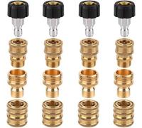 Kit de raccordement pour nettoyeur haute pression avec système de fixation rapide, 16 pièces, adaptateur M22-14 mm convertible jusqu'à 3/8 pouces avec système de fixation rapide, adaptateur de 3/4 pou