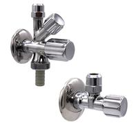 Kit de raccordement pour robinet d'angle 1/2", comprenant un robinet d'angle combiné et un robinet d'arrêt d'angle, auto-étanche
