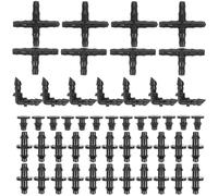 Kit de Raccords Cannelés pour Tuyau D'irrigation Goutte à Goutte 1/4 | Pvc Noir, Usage Extérieur pour Jardins et Fermes, Pièces Légères Résistantes à Compression, Coudes et Tés