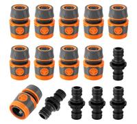 Kit de Raccords de Tuyaux, 15 Pièces 1/2 Pouce 13mm Double Fiche Tuyau D'arrosage Prolongateur, Raccord de Tuyau pour Rallonger le Tuyau pour le Jardin Familial