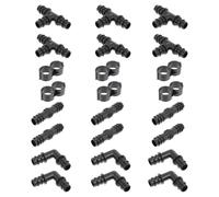 Kit de Raccords Pe 24 Pièces pour Tuyau D’irrigation Goutte à Goutte | Buse Pe Noire, Raccords pour Tubes, Entretien Facile, Usage Serrage et Jardin, Ensemble de 24 Pièces