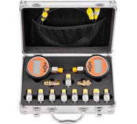 Kit de raccords pour test de pression hydraulique numérique, manomètre de pression 700 bars avec 2 jauges, 9 raccords de test, 2 raccords rapides, 2 tuyaux pour excavatrices et engins de chantier