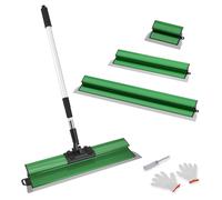 Kit de raclage pour plaques de plâtre - Ensemble de 3 spatules avec manche télescopique - Acier inoxydable - Lames extra larges - Pour des murs et des plafonds lisses - Vert