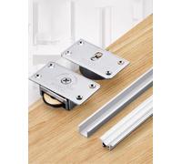 Kit de Rail Coulissant Simple for Porte de Placard, Montage Affleurant | Roulettes Silencieuses for Meuble de Cuisine, Armoire, Dressing et Bibliothèque(175cm/68.9in)