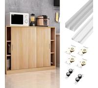 Kit de rail de quincaillerie for porte coulissante, rouleaux de porte de grange de dérivation Rial for portes d'armoires, rail de remplacement for garde-robe/placards de cuisine(White,36in/91.4cm)