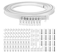 Kit de rail pour rideaux de 5 mètres - Courbé - Avec roulettes silencieuses - Durable - Flexible - Installation facile - Système de rideaux