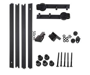 Kit de rails à roulettes for porte de grange coulissante, for placard, armoire, porte de grange en bois, 180 cm(200cm Single Door)