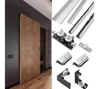 Kit de Rails coulissants pour Porte de Grange avec mécanisme de Fermeture amortie, Conception sans Rail pour Une Installation Facile, Durable et Facile à Utiliser, Parfait pour la rénovation