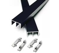 Kit de rails de porte coulissante en verre de 5mm, rouleau de Rail à Double canal en aluminium noir robuste, 1 jeu(180cm)