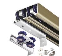 Kit de Rails et roulettes Robustes et réglables pour Porte de Grange coulissante - Fixation au Plafond, Polyvalent pour Une Ouverture dans Toutes Les Directions, Durable, Installation Facile