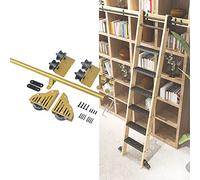 Kit de Rails pour échelle coulissante de bibliothèque - Kit de quincaillerie pour échelle roulante, Rails de quincaillerie pour échelle de Bureau (sans échelle) Accessoires de Rail Rond