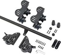 Kit de Rails pour échelle coulissante de bibliothèque - Kit de quincaillerie pour échelle roulante, Rails de quincaillerie pour échelle de Bureau (sans échelle) Accessoires de Rail Rond (Noir 100cm)