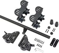 Kit de Rails pour échelle coulissante de bibliothèque - Kit de quincaillerie pour échelle roulante, Rails de quincaillerie pour échelle de Bureau (sans échelle) Accessoires de Rail Rond (Noir 300cm)